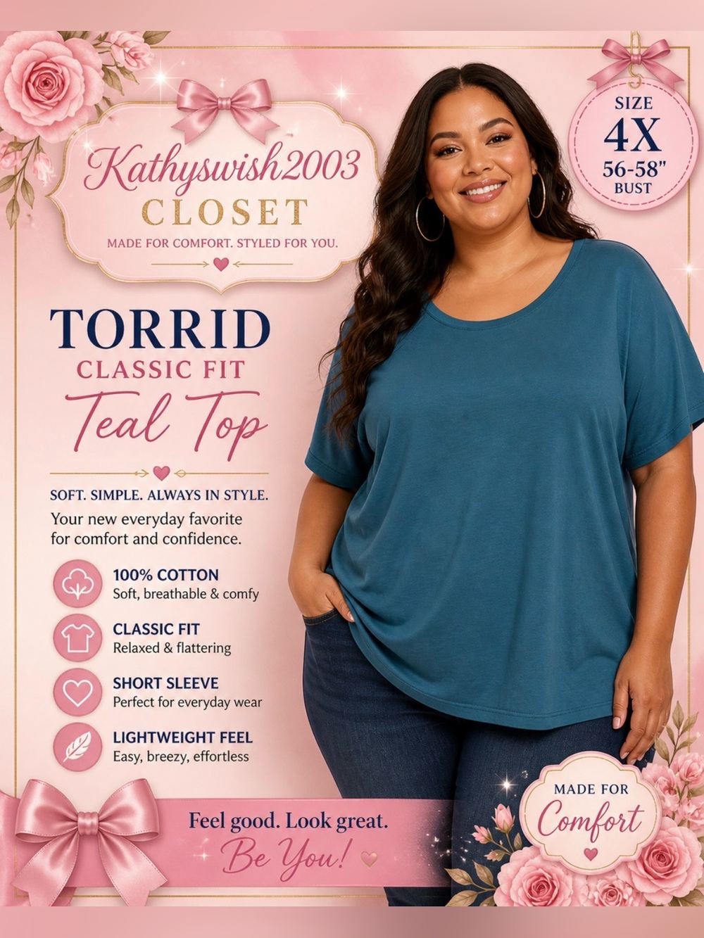 Torrid Classic Fit Teal Top